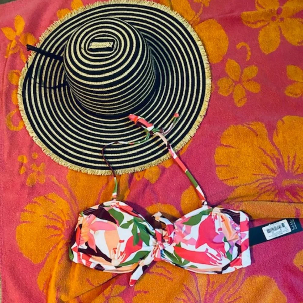 Nicole Miller Floral Bandeau Bikini Top - NWT